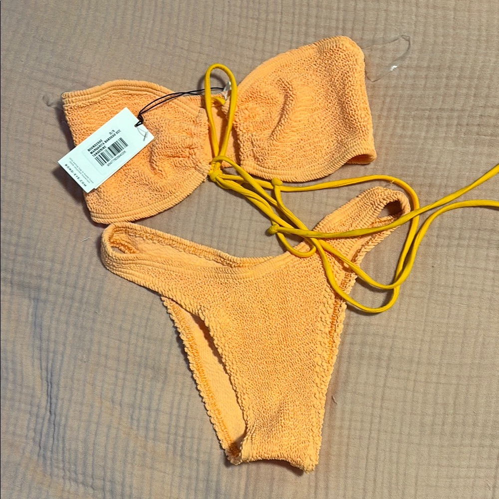 Textured Orange Bikini Set